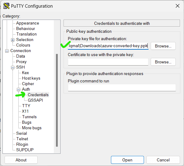 PuTTY SSH auth