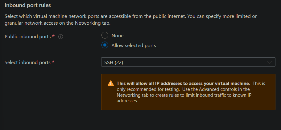 Azure Inbound Rules