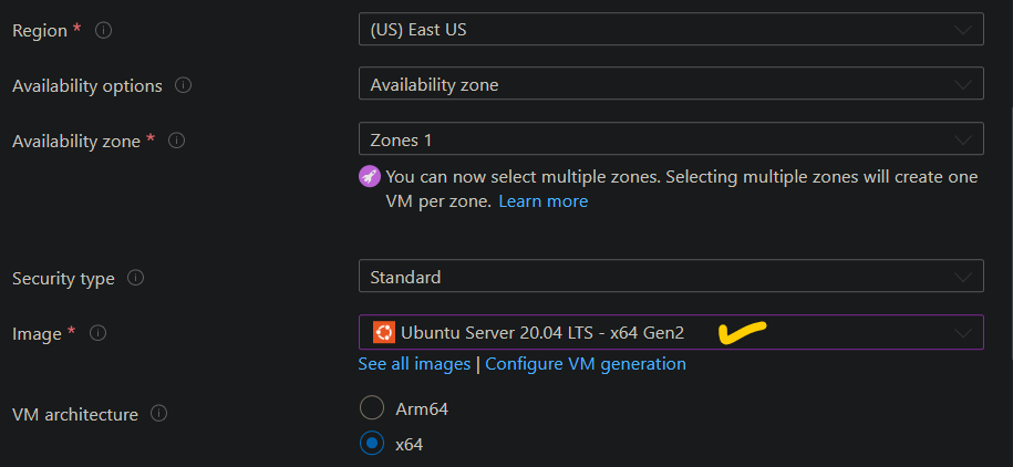 Select Ubuntu Server 20.04